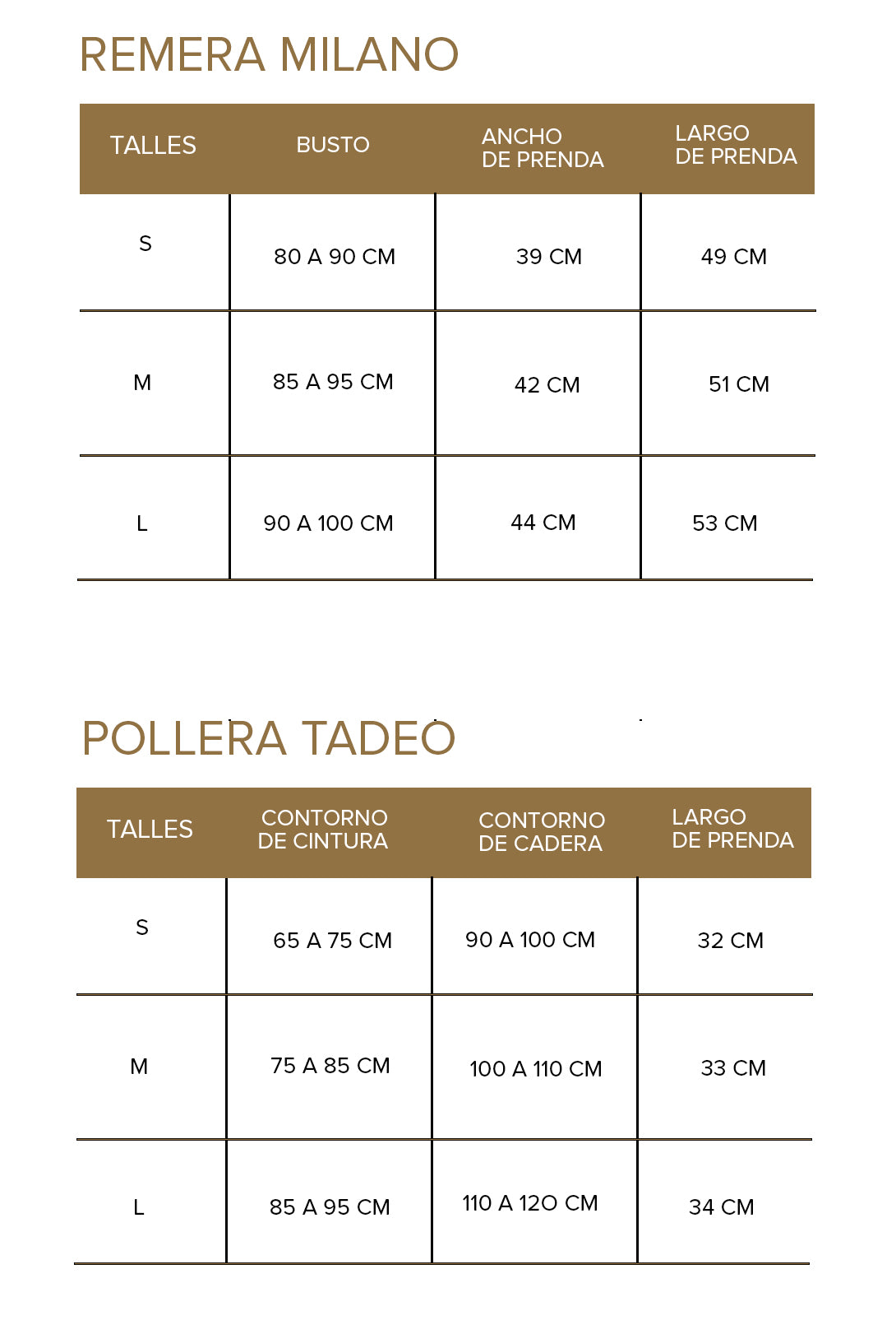 Tabla de talles